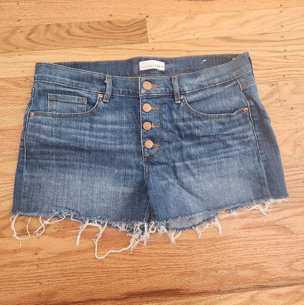 LOFT Button-Fly Denim Shorts